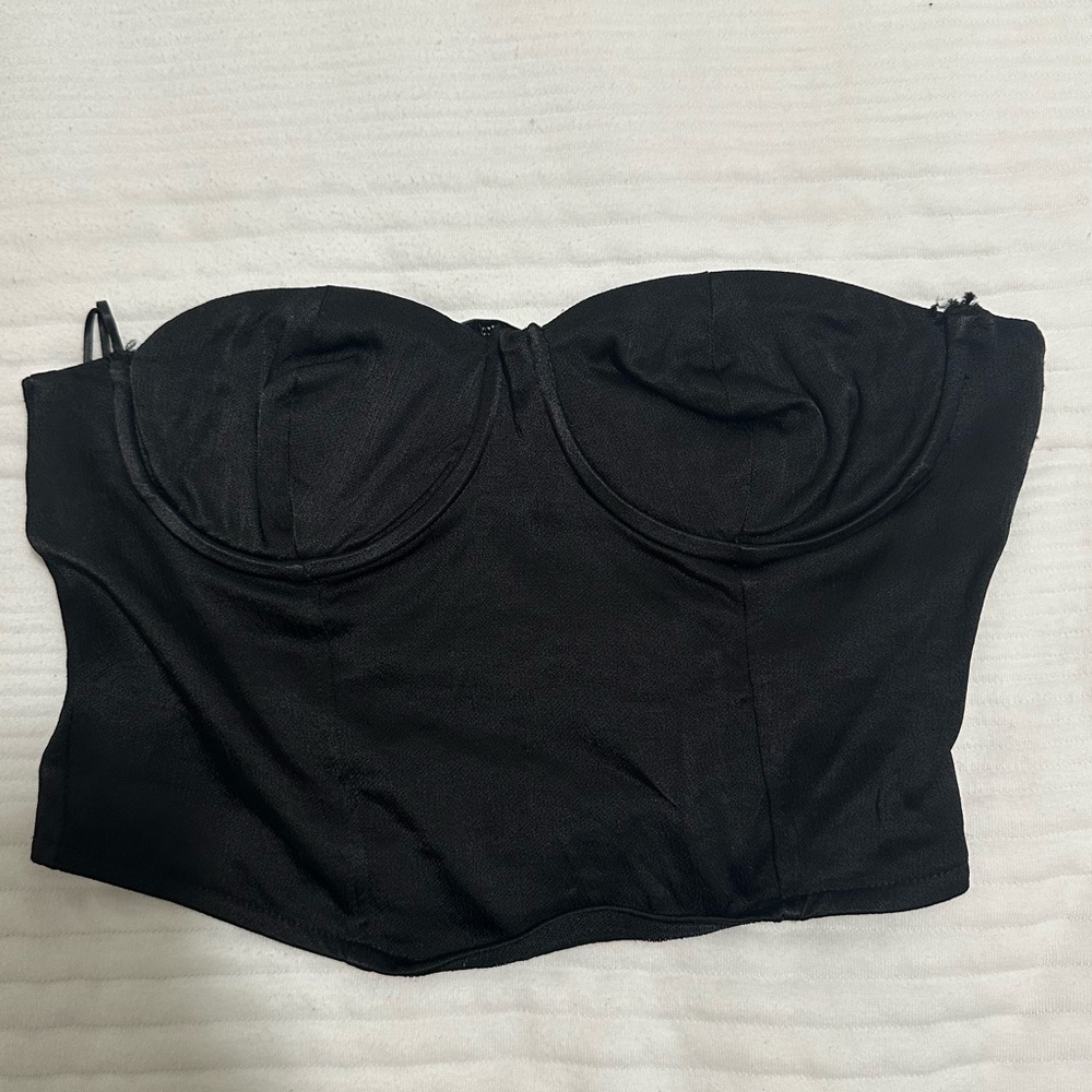 Black Zara Cropped Corset Top